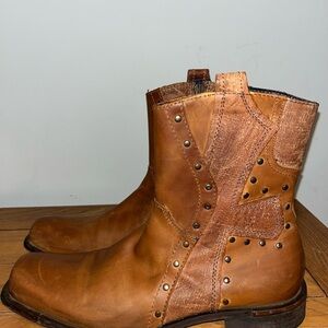 Mark Nason Brown Rock Never Dies Boots Biker Metal Boots Size 9.